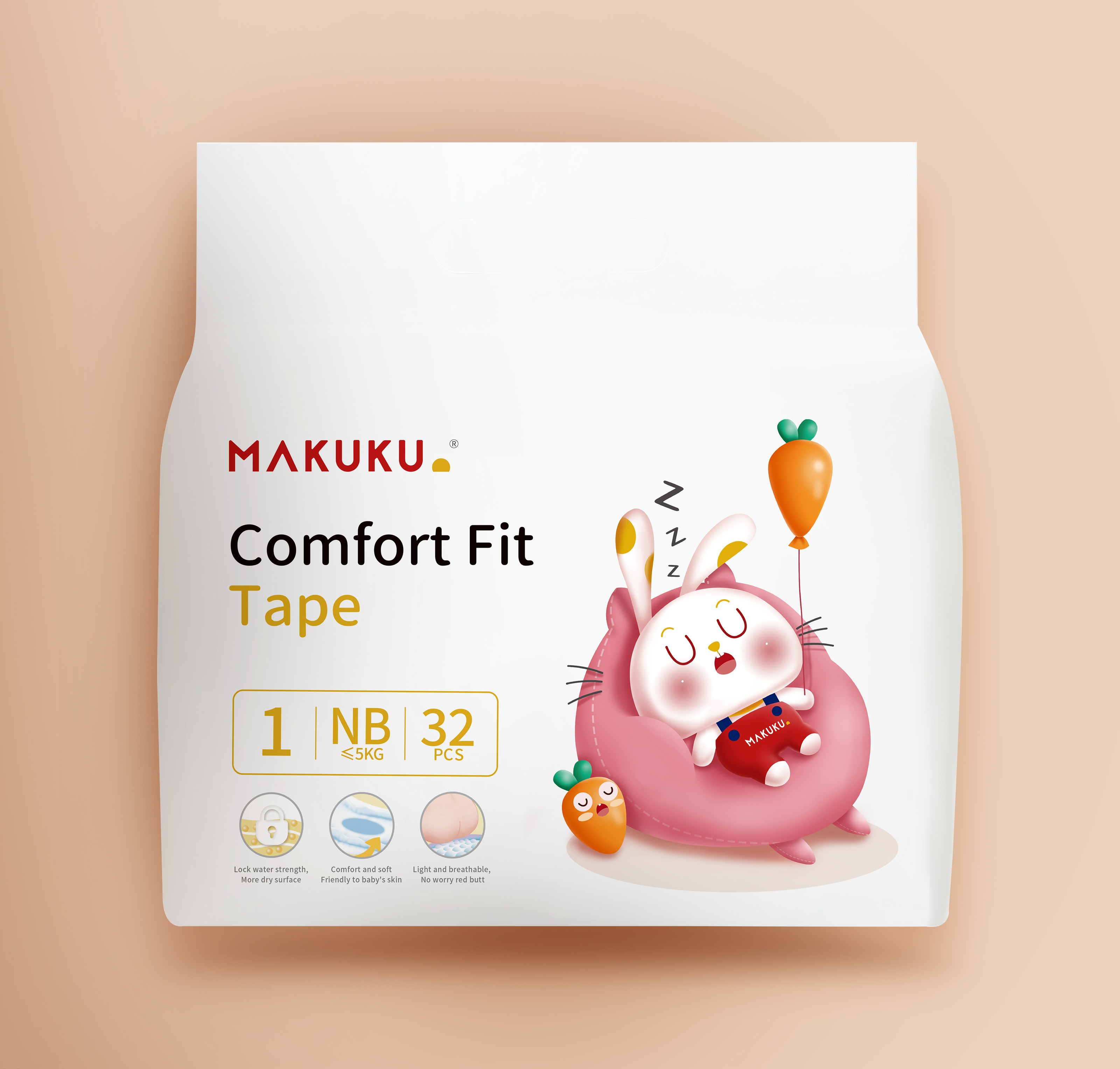 ماكوكو حفاضات  ملاءمة مريحة